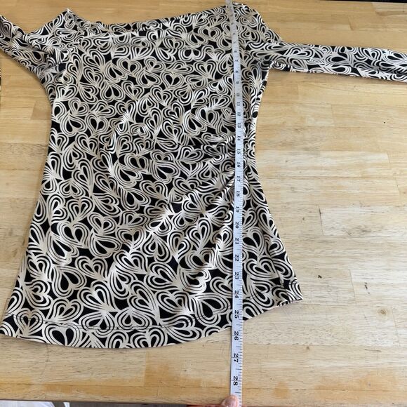 Diane Von Furstenberg Y2K Silk Heart Top Bell Sleeve Ruched Hippie Cute 70s Sz.8 - Picture 8 of 14